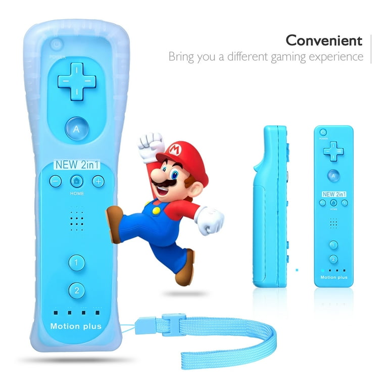  Wii Remote Controller (2 Pack) with Motion Plus Compatible with  Wii and Wii U Console Wii Remote Controller with Shock Function (Black+Dark  Blue) : Video Games