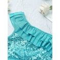 thumbnail image 5 of TiaoBug Kids Girls Sequin Ruffled Crop Top Modern Jazz One Shoulder Cami Tank Blue 6, 5 of 7