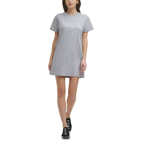 DKNY Womens Cotton Rhinestone Logo T-Shirt Dress