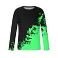 thumbnail image 4 of WREESH Men's Fashion T-Shirts Casual Gradient Printing Round Neck Pullover T-Shirt Long Sleeve Tops Workout Tops Green, 4 of 4