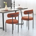 thumbnail image 2 of FuxinDecor Velvet Round Dining Chairs Set of 2,Modern Boucle Upholstered Kitchen Chairs,Curved Backrest Chairs, 2 of 9