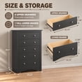 thumbnail image 3 of Homall 5 Drawer Chest for Bedroom, Modern Tall Dresser with Smooth-Gliding Drawers, Black, 3 of 7
