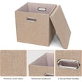 thumbnail image 3 of Contenedores de almacenamiento con tapas, cajas plegables de tela de lino con tapa, caja de almacenamiento plegable para clóset, estantes, hogar, oficina, paquete de, 3 of 4