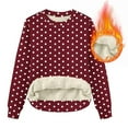 thumbnail image 4 of UTSJKR Women Oversized Polka Dot Print Sweatshirt Drop Shoulder Fashion Spring Crewneck Y2K Aesthetic Pullover Cozy Fleece Sweater Wine XXXL, 4 of 5