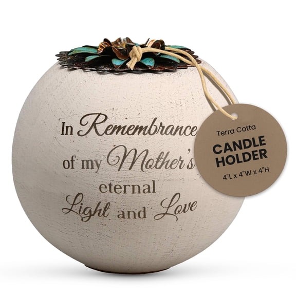 Pavilion Gift Company Light Your Way Terracotta Candle Holder, 4"L x 4"W x 4"H, White