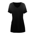 thumbnail image 5 of Tunic Tops for Women Summer Short Sleeve V Neck Irregular Hem Casual Plain Long T Shirts with Pockets, 5 of 6
