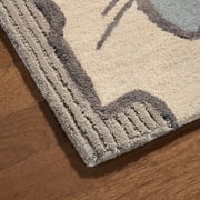 NICOLE MILLER NEW YORK Flora Grandeur Bloom Handcrafted Area Rug, Natural Wool Rug, Bold Floral Rug, Taupe, 8'x10'