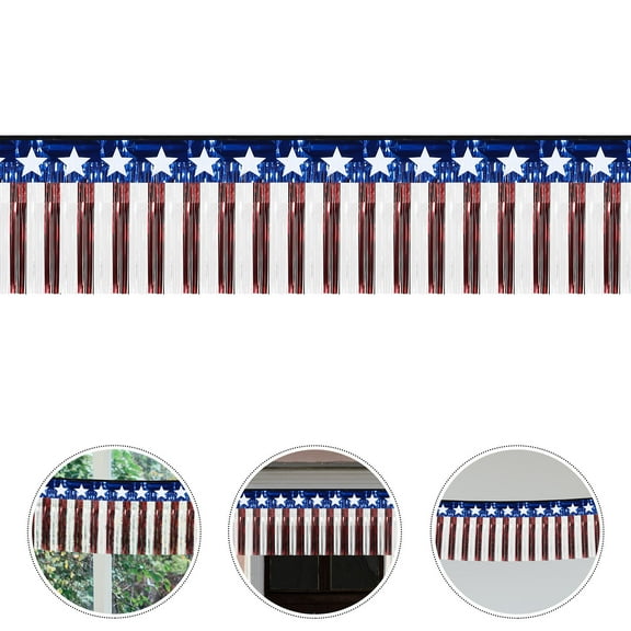 MLINS 4th Of July Independence Day Hanging Decoration Patriotic Flag Banner With Metallic Tinsel For Memorial Day And Summer Parties