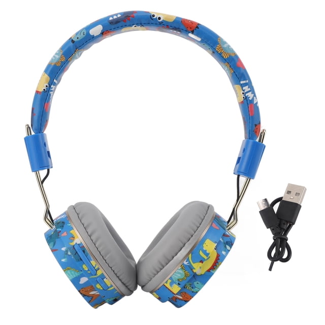 Lindo dinosaurio azul auriculares inalámbricos Bluetooth auriculares plegables portátiles para juegos de música