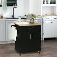 thumbnail image 2 of HOMCOM Kitchen Island Cart with Rubber Wood Top Utility Serving Cart, 2 of 10