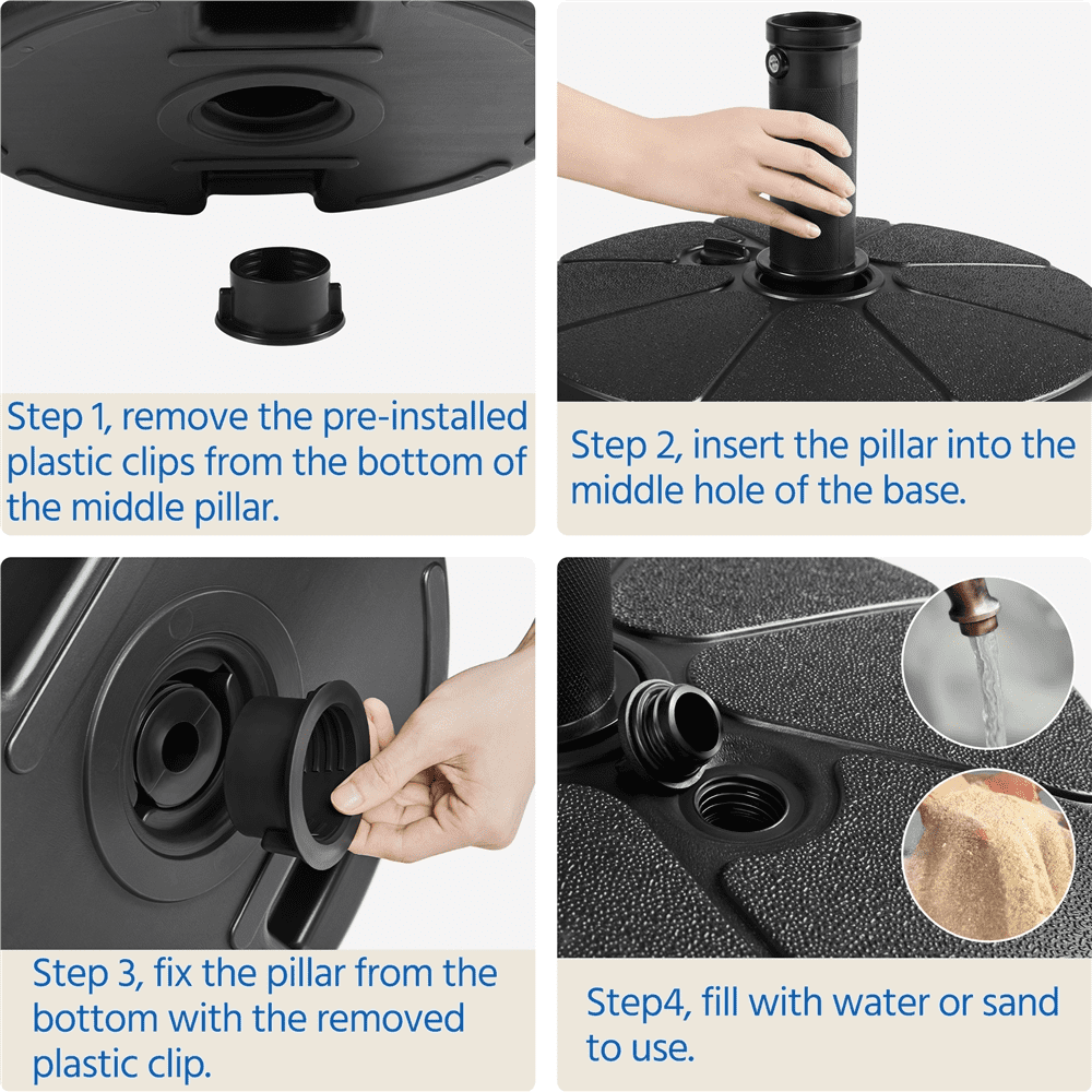 Renwick 22L Outdoor Umbrella Base for Patio, Garden, Beach, Black