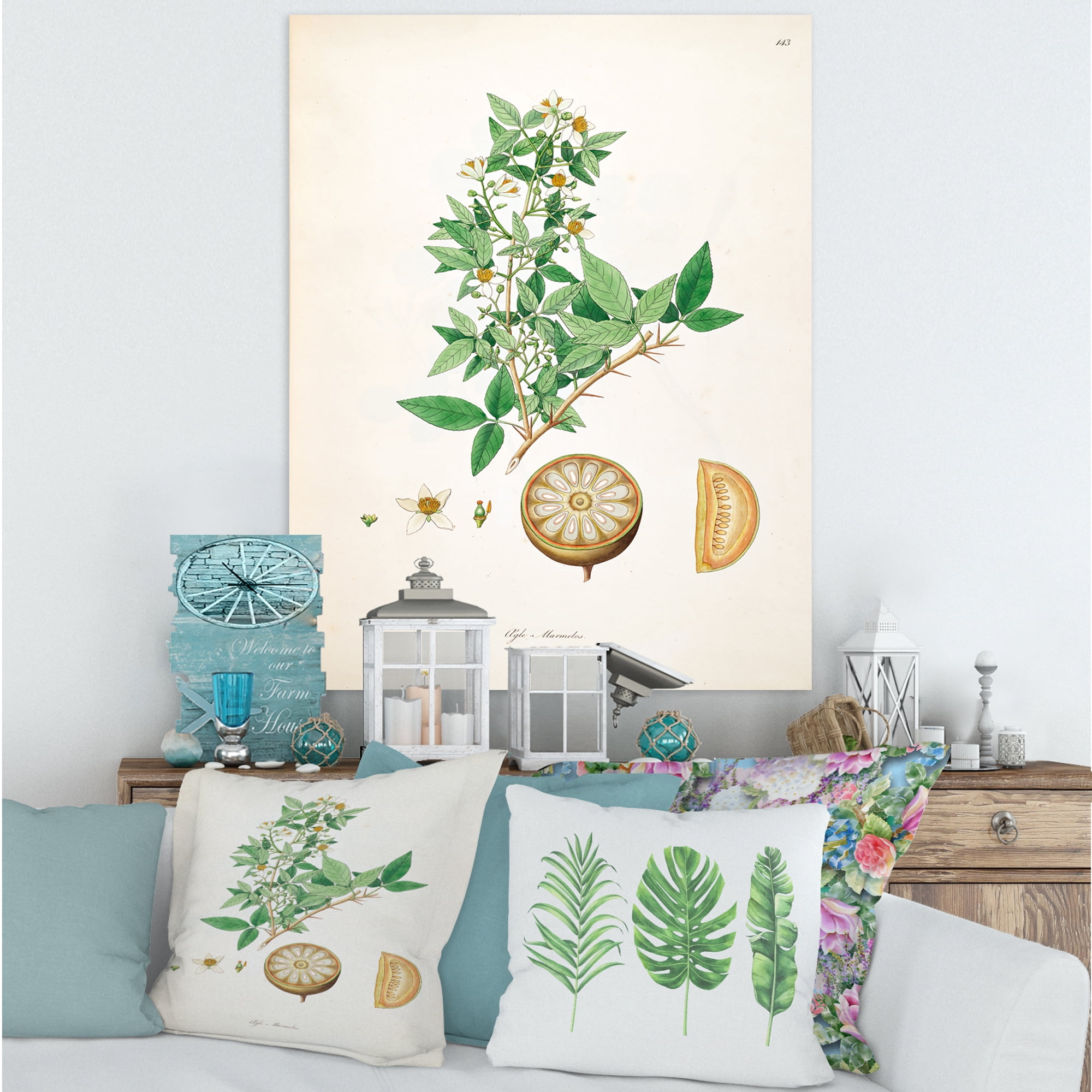 Designart ' Ancient Plant Life X ' Farmhouse Canvas Wall Art Print