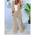 thumbnail image 2 of Women 2 Piece Outfits Plus Size Business Casual Long Sleeves Lapel Top Straight Leg Pants Suits  S, 2 of 4