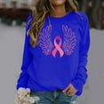 thumbnail image 2 of DDAPJ pyju Breast Cancer Awareness T-Shirts for Women Pink Ribbon Printed Long Sleeve Crewneck Sweatshirts Comfy Loose Crew Neck Faith Hope Tops Blue M, 2 of 6