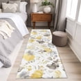 thumbnail image 4 of 2'x6' Rug Runners for Hallways Kitchen, Yellow Grey Botanical Non Slip Entryway Beside Floor Carpet Runner, Spring Floral Watercolor Washable Laundry Room Bedroom Throw Rugs Mat for Family Pet, 4 of 8