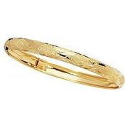 JewelStop 10K Yellow Gold 6mm Shiny Diamond Shape Laser Cut Pattern Bangle - 7 Inches, 4.4gr.