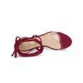 thumbnail image 4 of BLISSFUL STEP Women's Clear Strap Platform Lace up Block Heel Sandals Burgundy 10, 4 of 8