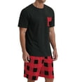 thumbnail image 2 of GIRUNS Men's Pajama Set Lightweight Sleepwear Sets Crew Neck Short Sleeve and Shorts Loungewear with Pocket Red Plaid L, 2 of 8