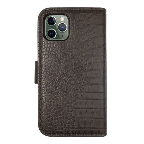 Funda tipo cartera de diseño piel de cocodrilo Solozen para iPhone 11 Pro Café