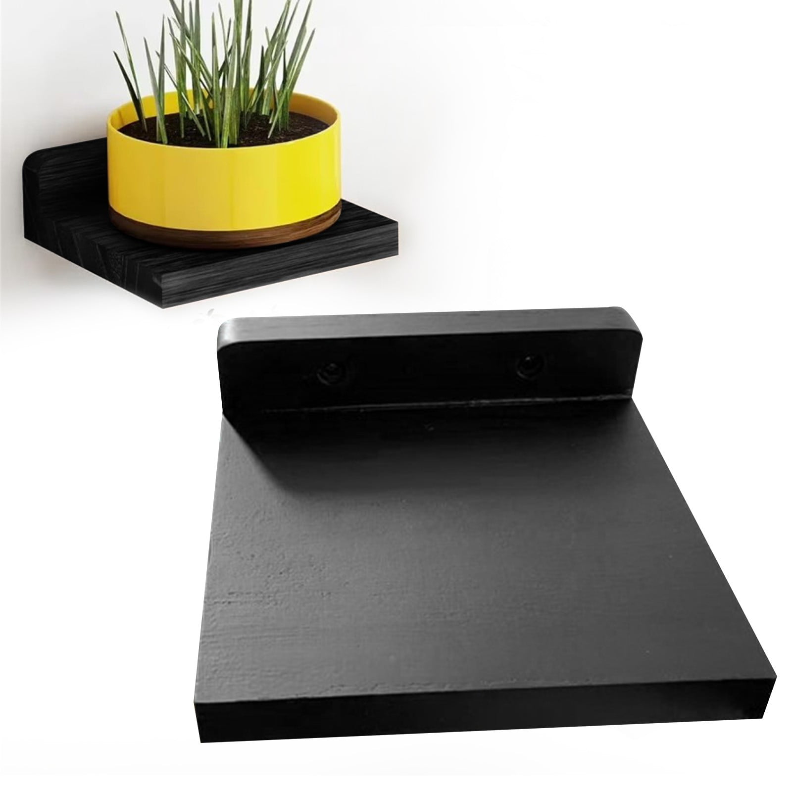 4 Pcs Small Floating Shelf,5 X 5 Inch Floating Shelves For Wall Mount,Wood Shelf Display Ledges,With 2 Types Of Installation,Farmhouse Wall Shelves For Living Room,Bedroom,Picture Frames,Plants,Black