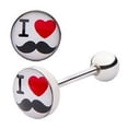 thumbnail image 1 of I Love Mustaches Tongue Barbell, 1 of 2