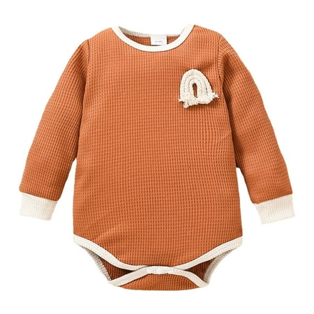 

Toddler Baby Girls Climbing Clothes Long Sleeve Rainbow Romper Bodysuits Jumpsuit Clothes For 12-18 Months