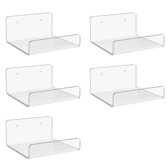 Sindcom 5 Pack 4" x 4" Acrylic Shelves for Wall Storage, Clear Floating Shelves for Kids, Display Shelf Organizer for Bathroom, Bedroom, Living Room, Kitchen