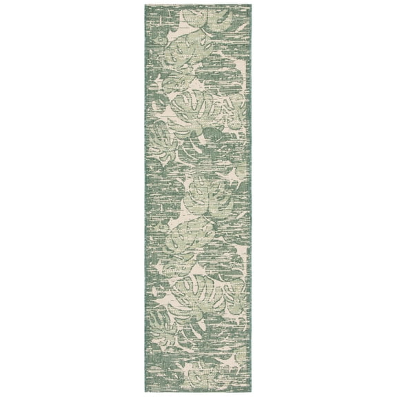 Safavieh Courtyard Ivy Botanical Indoor/Outdoor Runner Rug, Beige/Green, 2'3" x 8'