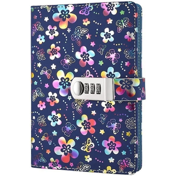 Pu Leather Diary With Lock, A5 Size Diary With Combination Lock Password Journal Locking Personal Diary (silver)