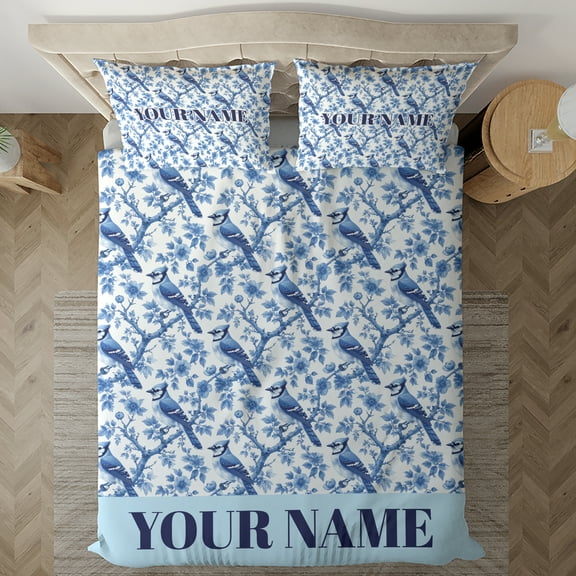 Lotusprinthandmade Personalized Blue Jay Bedding Set (Made in Vietnam) (60x80) – Blue Jay Comfort Bedding Set