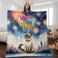 thumbnail image 2 of Happy New Year with Siamese Fireworks Holiday Xmas Winter 2025 Quilt Blanket Cat Lover Kitten Owner Gifts Cozy Comforter Throw Blanket - 00025, 2 of 5