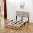 thumbnail image 2 of Full Size Platform Bed Frame, SEGMART Upholstered Platform Bed Frame with Headboard, Metal Bed Frame with Slat Support,No Box Spring Needed, Beige, 2 of 9
