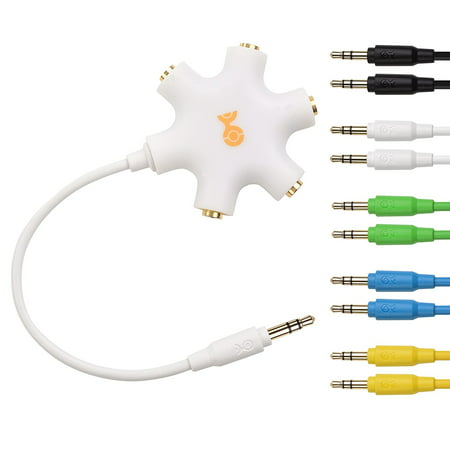 Cable Matters White 5-Way Headphone Splitter with 5-Pack Audio