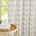 thumbnail image 6 of NICETOWN Checkered Curtains Plaid Linen Curtains, White Linen Curtains Semi Sheer Light Filtering Drapes French Country Privacy protection Window Curtains for Farmhouse, 52"x84", 2 Panels, 6 of 8