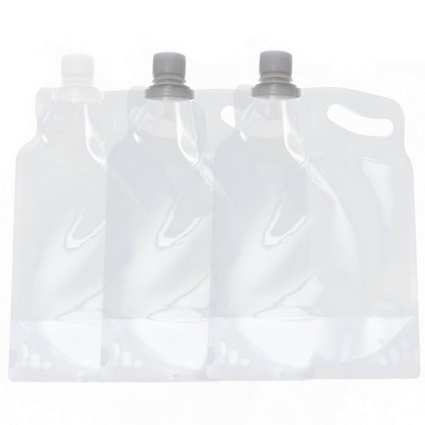 3pcs 2L Collapsible Water Pouch Portable Foldable Water Bag Water Container Jug