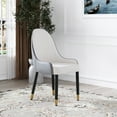 thumbnail image 2 of 2pcs Modern Dining Chairs - White + Gray, Faux Leather Upholstery, Wooden Legs, Ergonomic Seat, Space Saving, Stain , 280 Lbs Capacity ( Of 2) Pu Foam Filled, Solid Wood Back, Design, Water Load, 2 of 6