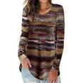 thumbnail image 3 of Camiseta de manga larga con cuello en V para mujer, camisetas holgadas con estampado inferior a la moda para Otoño e Invierno para fiesta, oficina, trabajo informal, 3 of 5