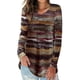 thumbnail image 3 of Camiseta de manga larga con cuello en V para mujer, Tops holgados con estampado inferior a la moda para Otoño e Invierno para fiesta, oficina, trabajo, informal, marrón, XXL, 3 of 5
