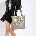 thumbnail image 1 of Bolso de hombro acolchado para mujer, gran capacidad, algodón suave, moderno (dorado), 1 of 6