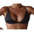 thumbnail image 1 of Womens Summer Halter Bikini Top Sexy Triangle Padded Push Up Bra V-Neck Solid Spaghetti Strap Swimsuit Tops, 1 of 7