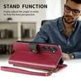 thumbnail image 3 of For Samsung Galaxy A51 4G Phone Case,With Card Slots,Zipper Pocket,Wrist Strap,Flip Folding Kickstand,Anti-Scratch Two-color PU Leather Shockproof Anti-fall Magnetic Closure Phone Case,Red, 3 of 8