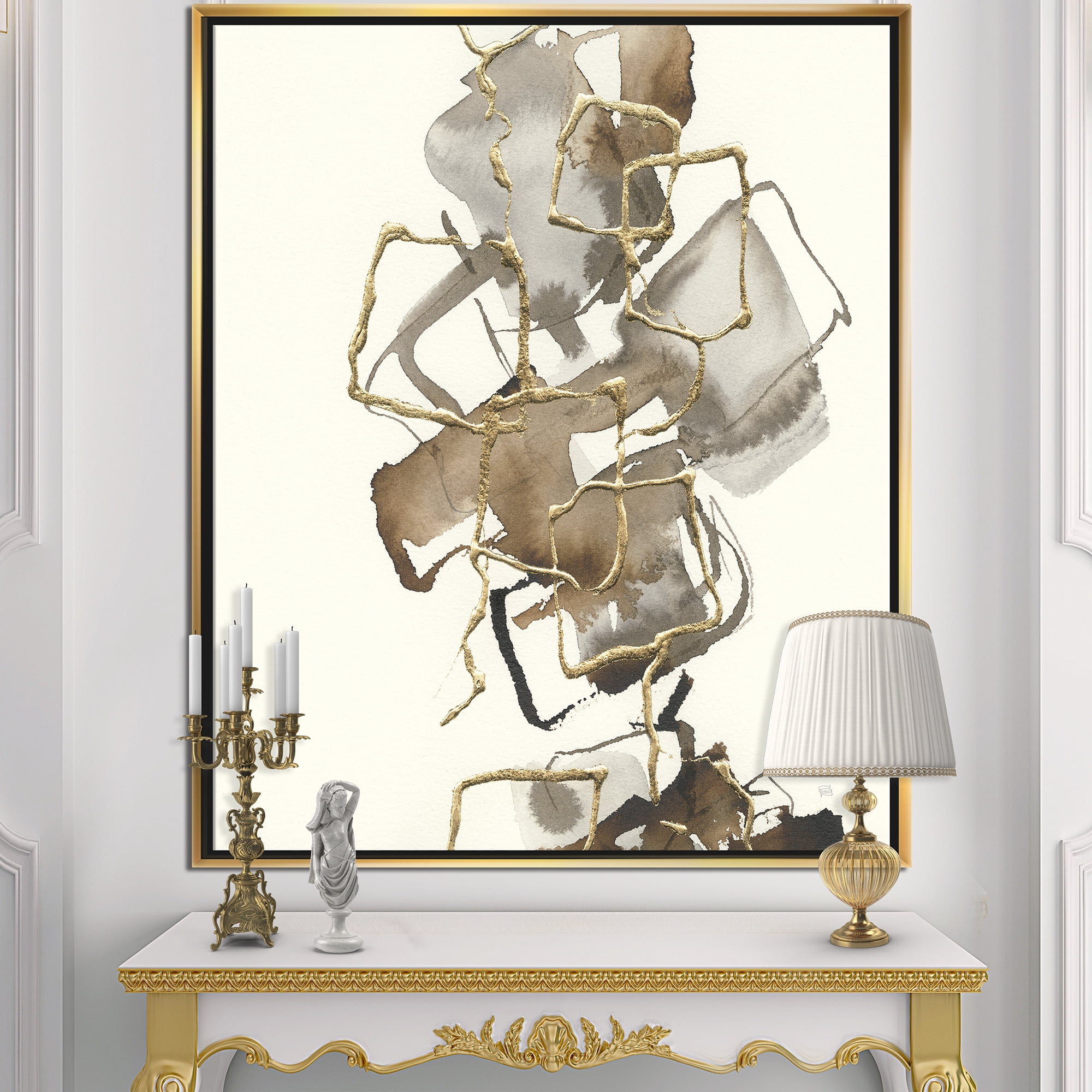 Designart ' Gold Glam Squares III ' Modern & Contemporary Framed Canvas