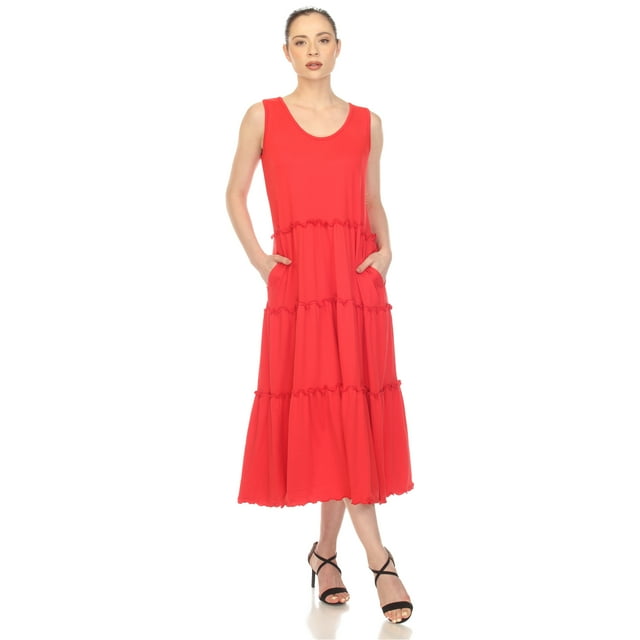 White Mark Robe Midi à Étages à Encolure Dégagée pour Femme