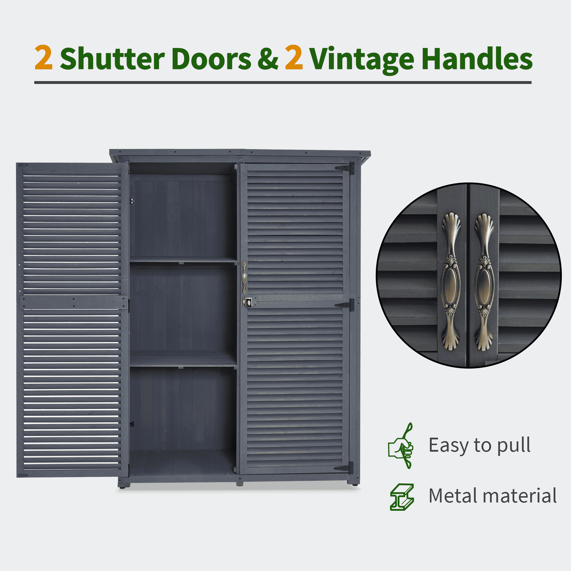 MCombo Outdoor Wood Storage Cabinet, Garden Tool Shed 1900