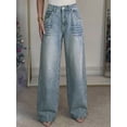 thumbnail image 5 of EMMIOL Women's Mid-High Waist Y2K Baggy Wide Leg Jeans Vintage Washed Denim Pants with Rivet Detail & Pockets 2026 Trendy Streetwear, 5 of 7