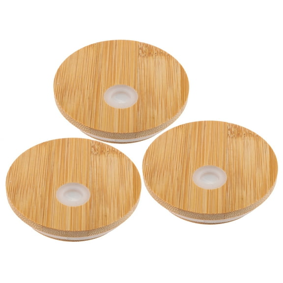 Masteelf Silicone Jar Lids with Straw Hole, Easy to Clean, Light Yellow, Set of 3 Reusable Covers
