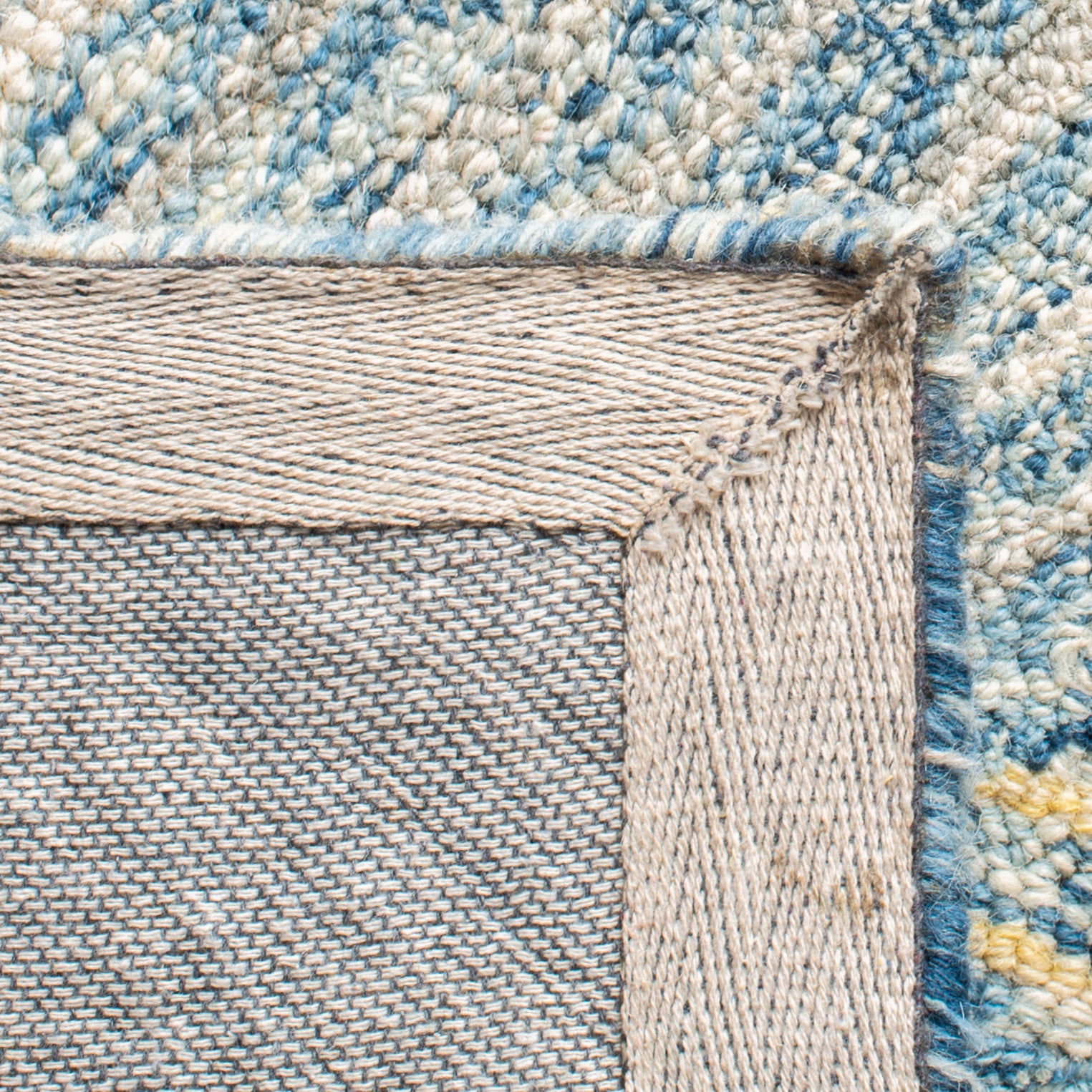 SAFAVIEH Micro-Loop Aiden Leaves Area Rug, Light Blue/Ivory, 5' x 5' Square