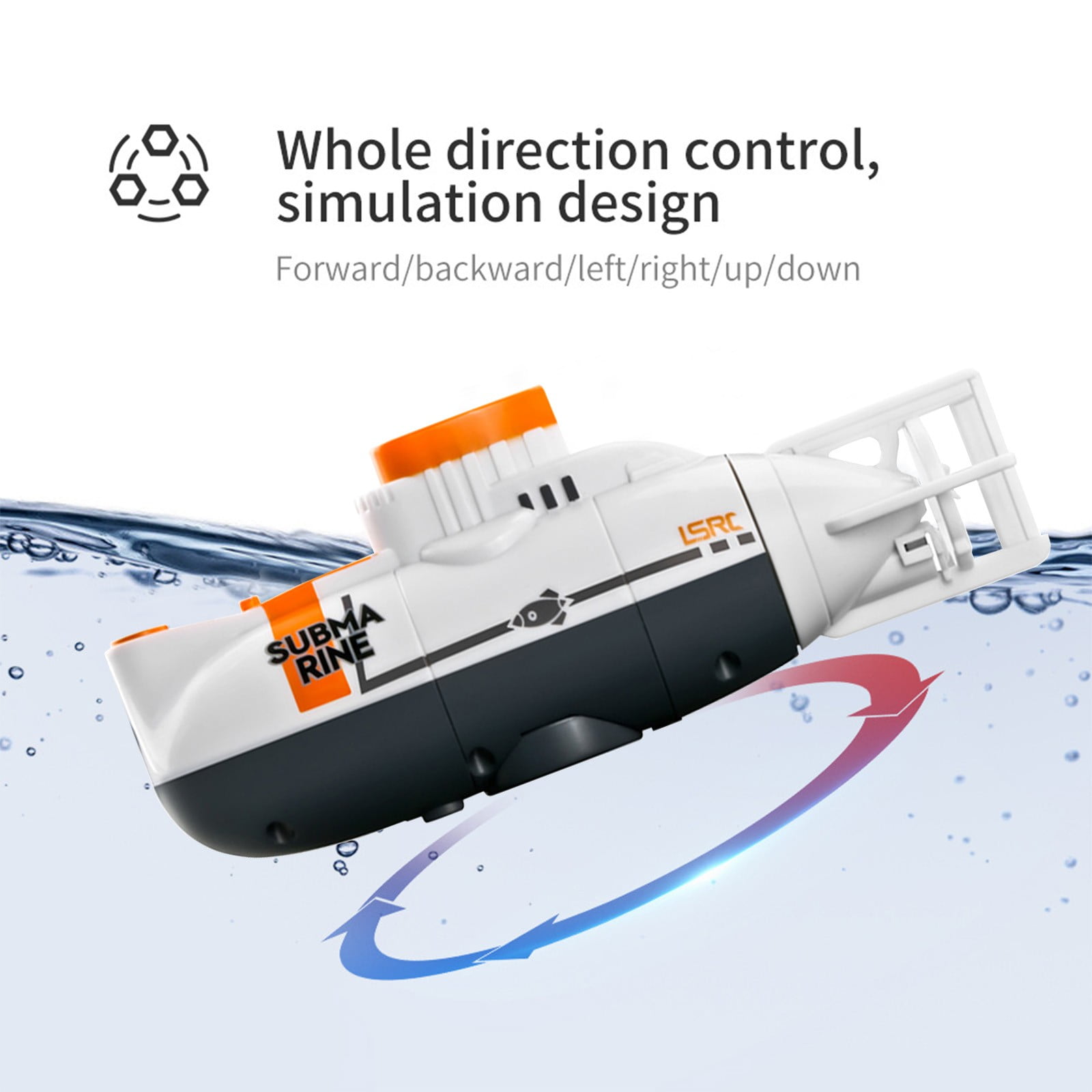Xecvkr Mini Remote-Controlled Submersible Boat Rechargeable Twin Motor Underwater Exploration Remote with USB Charge 25 Minutes Play Dive up to 70cm Educational Water Toy