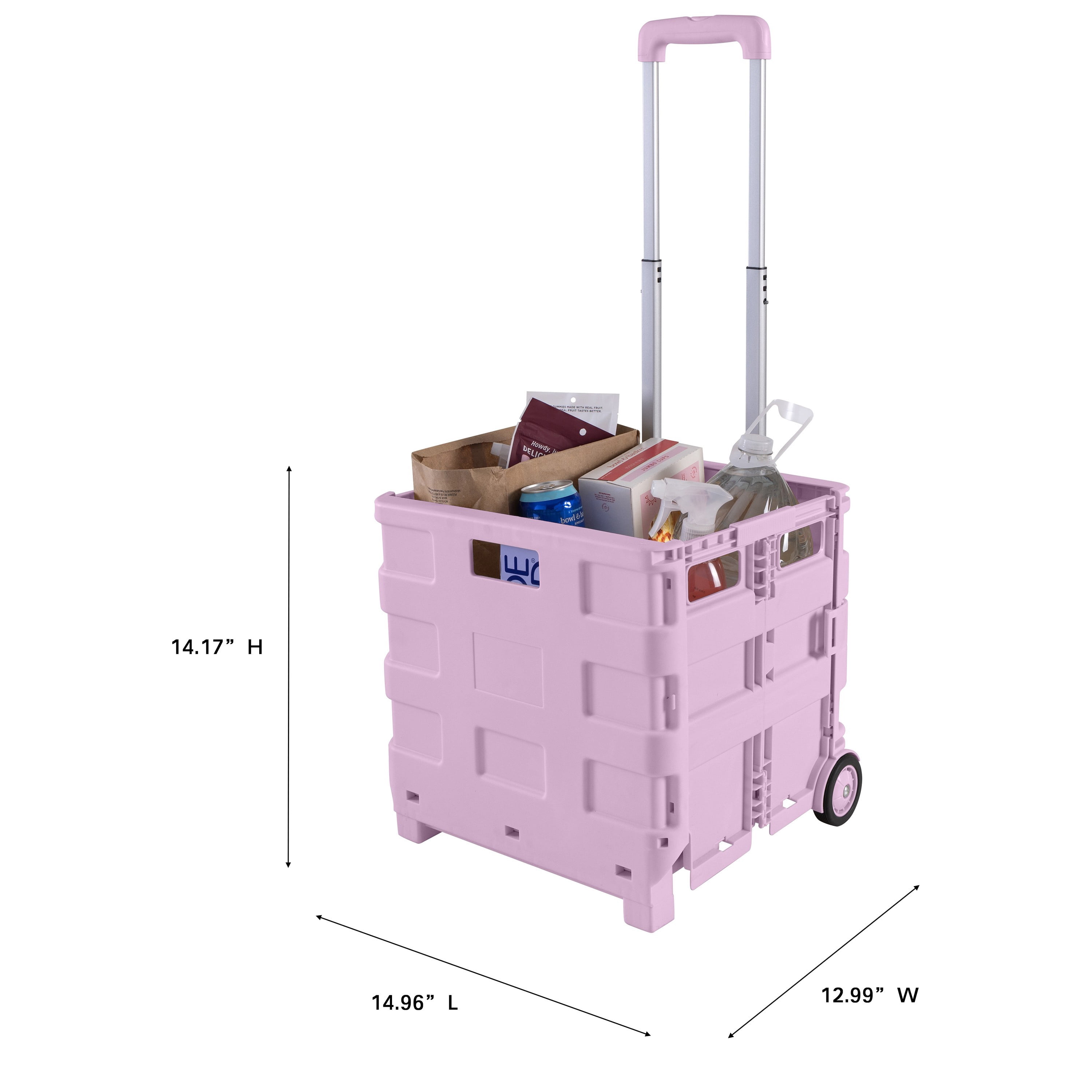 Simplify Portable Folding Shopping Cart with Wheels Lilac Color | 55lb Capacity Collapsible Grocery Cart | Lightweight Rolling Utility Trolley