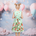 thumbnail image 4 of Sunny Fashion Girls Dress Green Floral Strawberry Embroidery Zigzag Summer 11-12 Years, 4 of 10